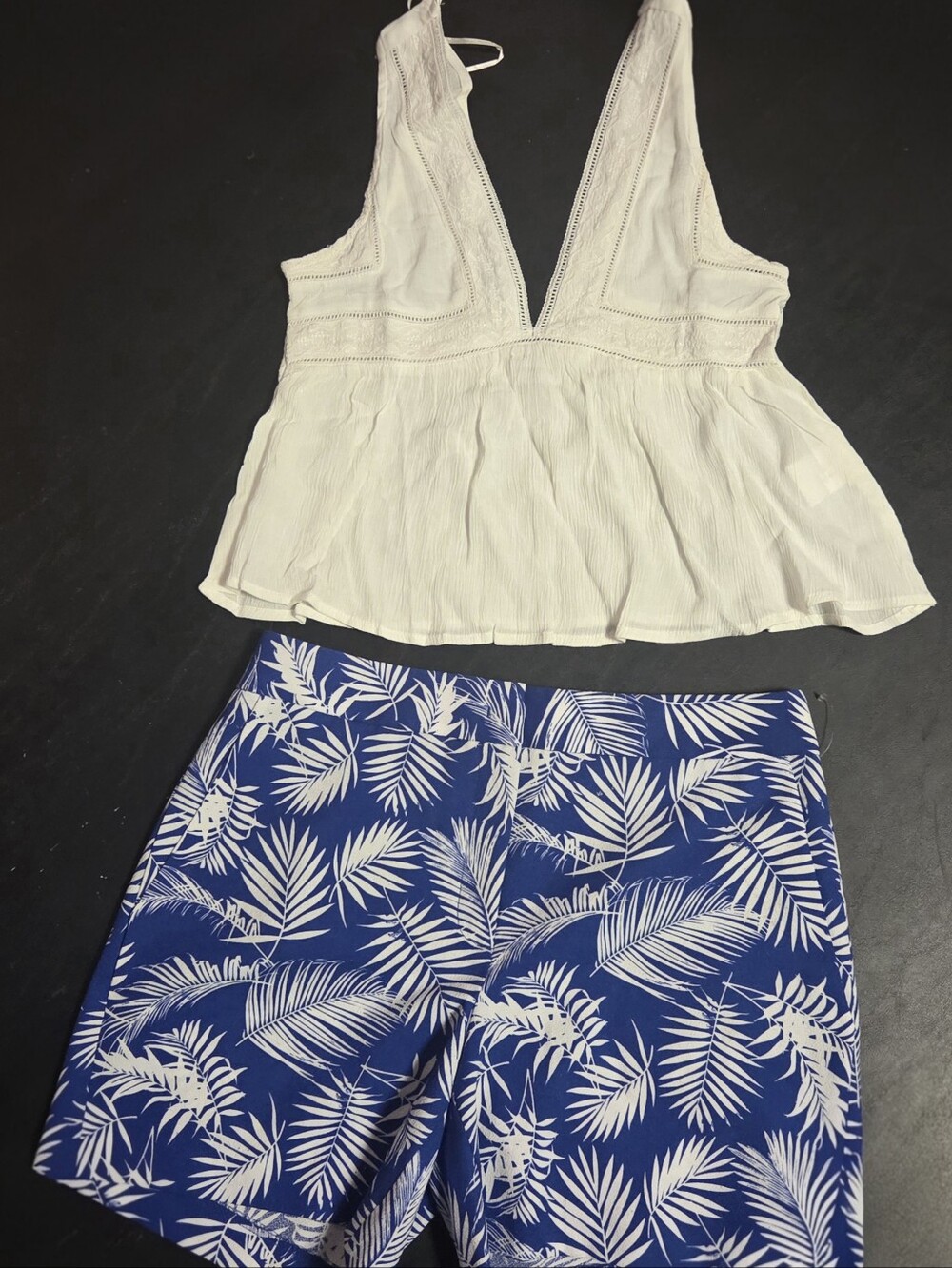 Blue Palm-Print Women’s Shorts